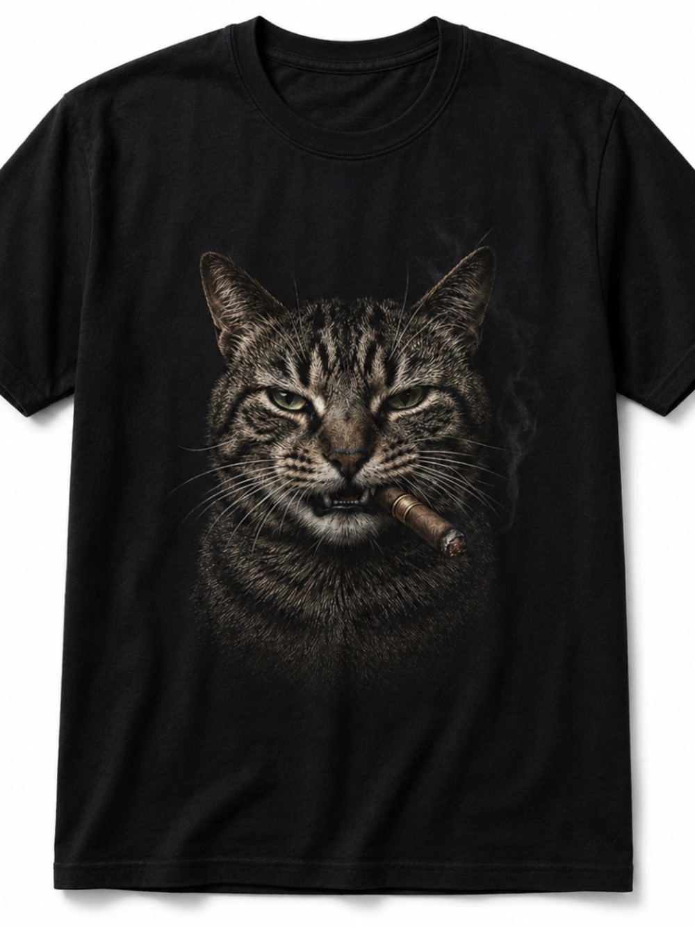 Classic Black Cat Graphic Tee - Smoky Tabby Design 90s Size M - Picture 1 of 3